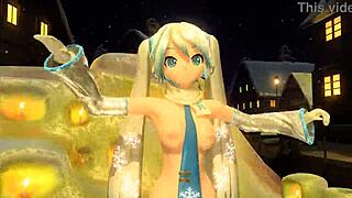 hatsune miku BUILDS a snowman in her FULL NUDE mod for project diva