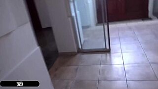 gushing russian receptionist hints at deepthroating inked stud in elevator.