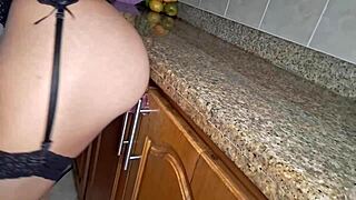 Maid Heats Up Cleaning Kitchen and Ends Up Touching Herself