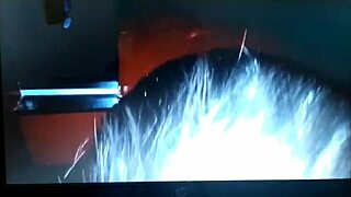 Slut fucks two hung guys at pole, swallows cum