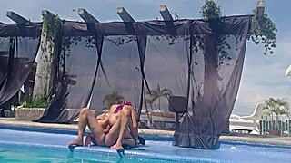 Watch your cousin's big latina ass at the outdoor pool without swimsuit! What happens?