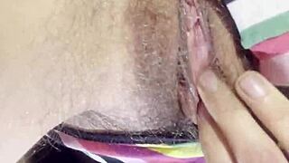 First time cumming on camera with hairy wet pussy 😍