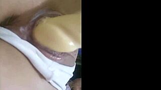 Watch this teen masturbate with dildo in ass and pussy.