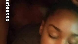 She snuck upstairs for a quick blowjob with his big black cock during the family BBQ.