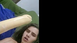 Watch this teen masturbate with dildo in ass and pussy.