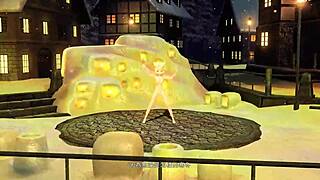 kagamine rin snowman project diva nude mod full nude mod with big tits and ass exposed in snow