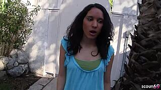 Did petite Latina trick old neighbor into first-time defloration sex?