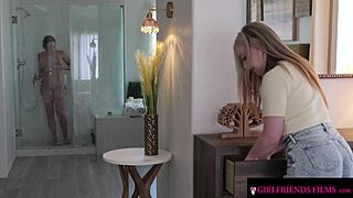 in this scene, a blonde pawg eats a hot milf's pussy