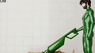 a guy uses a rotating machine on another guy