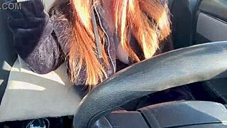 artemisia love flashes big tits in car