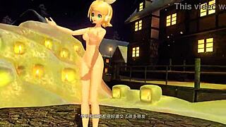 kagamine rin snowman project diva nude mod full nude mod with big tits and ass exposed in snow