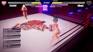 Exciting lesbian battle game with intense action and strategic moves in a competitive setting.