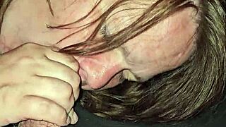 My wife spits on cock, moans, and deepthroats it