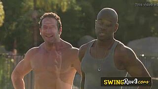 Softcore massages turn steamy between naked swapping swingers.