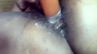 Homemade solo masturbation with huge toys