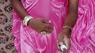 indian sexy cd lara dsouza in pink satin nighty 😈
