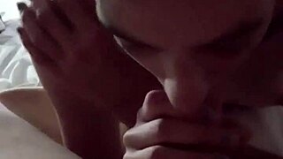 She loves to suck my skinny cock with her small 18+ tits bouncing while i watch