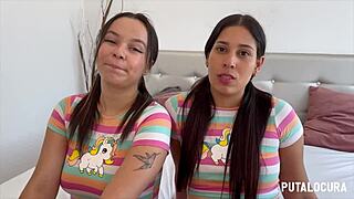 two colombian beauties swallow torbe's cum