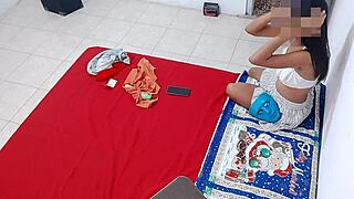 Brunette babes prepare for homemade porn scene in Spanish