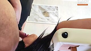 Wife Gives Double Blowjob In Threesome, Cum In Mouth