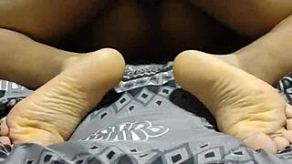 The sissy cuckold remains locked in his chastity cage as he watches his girlfriend get bareback fucked by her old lover in an act of adultery.