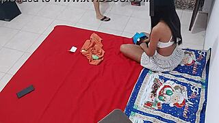 Brunette babes prepare for homemade porn scene in Spanish