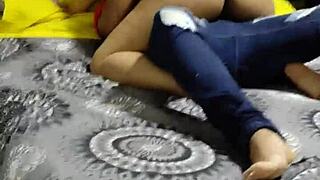 The sissy cuckold remains locked in his chastity cage as he watches his girlfriend get bareback fucked by her old lover in an act of adultery.