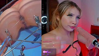 this colombian babe loves the machine sucking her small tits while vibrator makes her pussy cum 😍