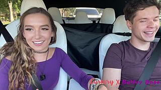 Sexy Teen Pulls Over During Road Trip For Intense Fucking And Facial