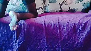 wife aces her first amateur casting interview, wearing stockings and lingerie for anal with her husband 😏