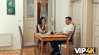 Brunette Sucks Old Cock On Whistle!