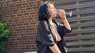 Mya Lorenn Takes Hard Anal from Lucky Neighbor in Garden Fun