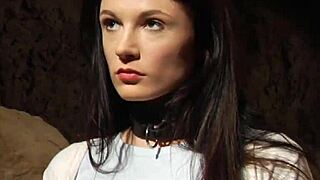 Lesbian slave takes massive strapon doggystyle!