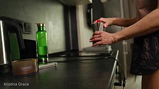 Kristina's early morning bathing with barefoot feet