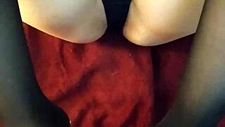 Teen Amateur Footjob in Stockings Cumshot POV!