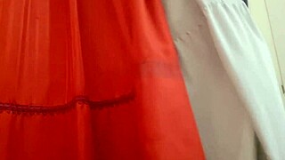 ansima rubs stool slowly stripping till she cums hard with big italian cock