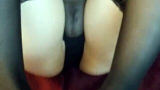 Teen Amateur Footjob in Stockings Cumshot POV!