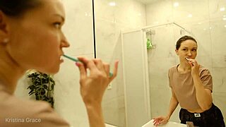 Kristina's early morning bathing with barefoot feet