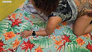 brunette milf moaning on big black cock during interracial assfucking creampie