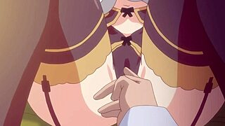 maid with huge breasts serves in anime style