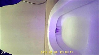 Asian teen pees hidden in toilet