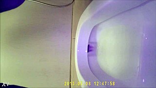 Asian teen pees hidden in toilet