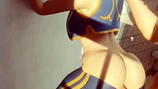 Is Fortnite Chun Li squirting from rough anal sex in the bathroom?