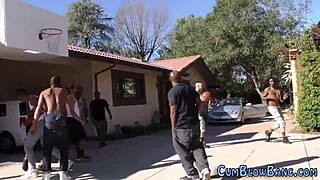 Buxom Whore Takes On Wild Gang Bang