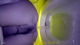 Asian teen pees hidden in toilet
