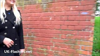 Jakki flashes her tits in public. Girl next door masturbates nude.