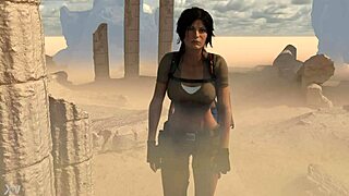 lara and sheva explore dorkily with ripped clothes.