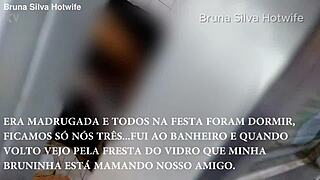 Bruna Silva Hotwife After Party at Cuckold's Friend's House, Eats Cum and Gets Creampied