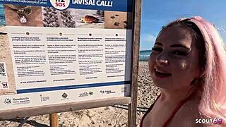 Risky beach anal with curvy german maria gail, blue eyes and natural tits 😈