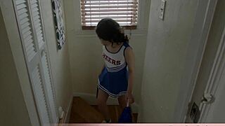 Watch extra petite 18+ cheerleader Harley TRYING TO SPLIT on a THICK COCK in wild action.